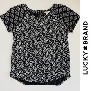 Lucky Brand Boho Floral Paisley Print High Low Tee